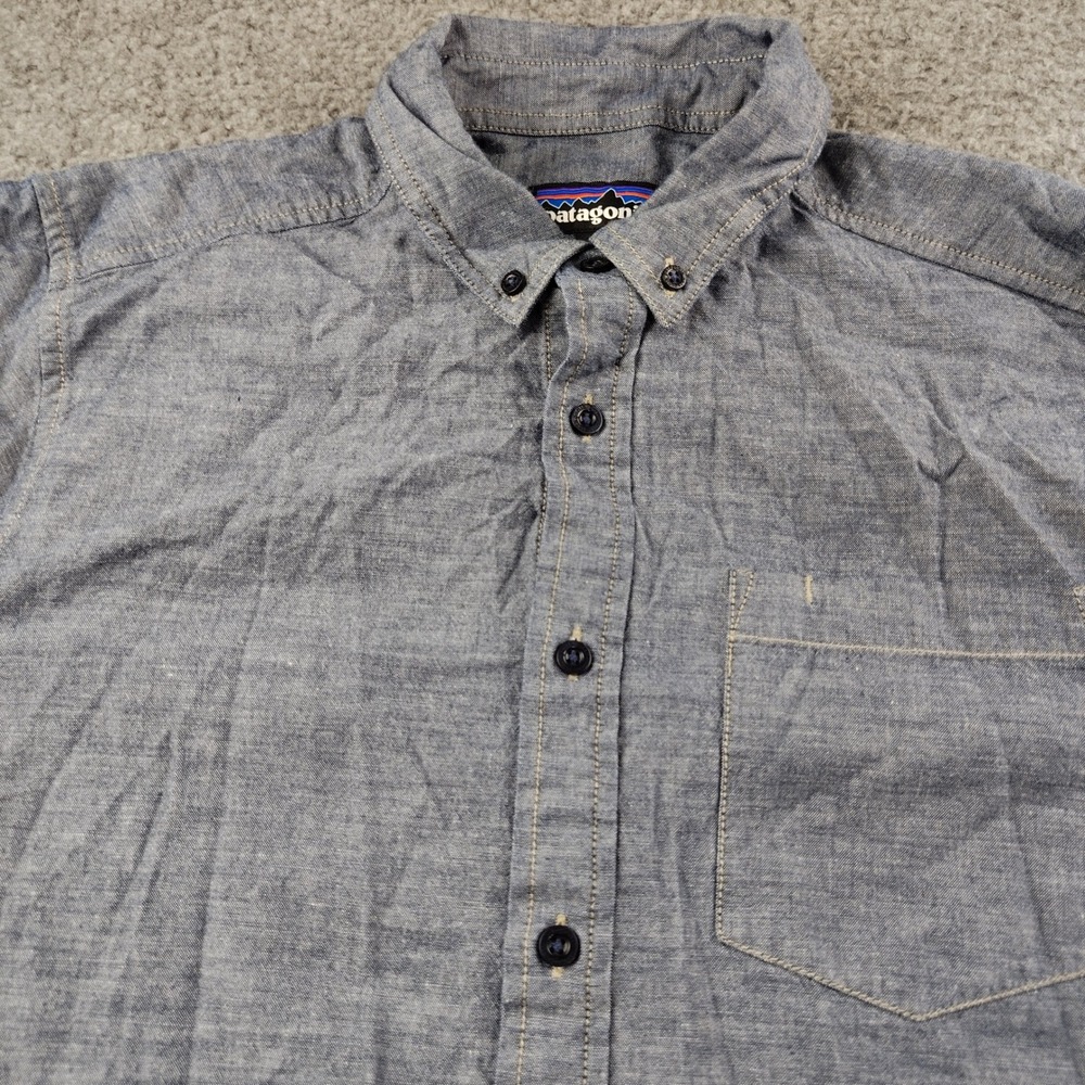 Patagonia Chambray Shirt Mens‎ Small Long Sleeve Button Down Organic Cotton EUC